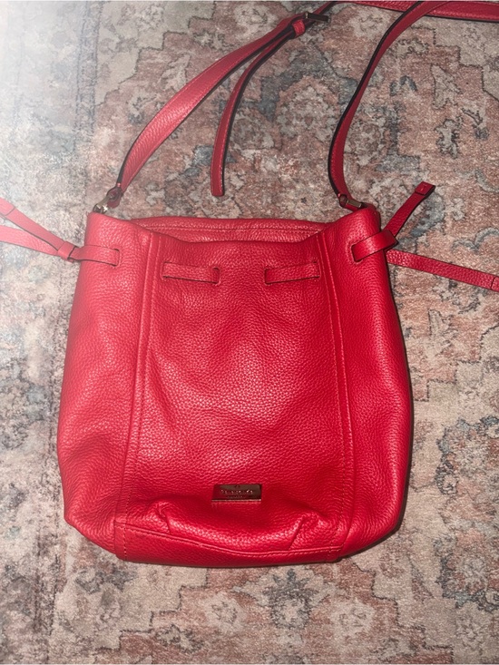 kate spade Handbags - Kate Spade Red Bucket Bag Pebble Leather Side Cinch Adjustable Crossbody